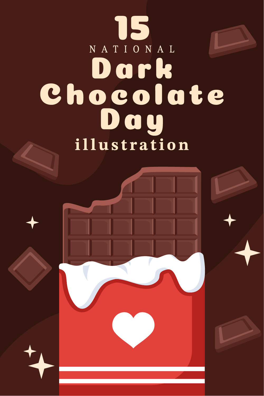 World Dark Chocolate Day Illustration pinterest image.