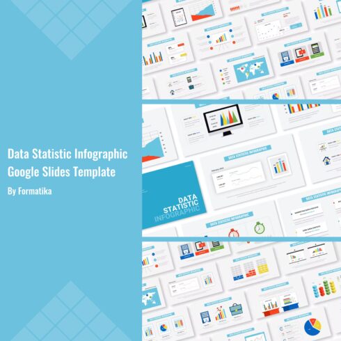 Data Statistic Infographic Google Slides Template - main image preview.