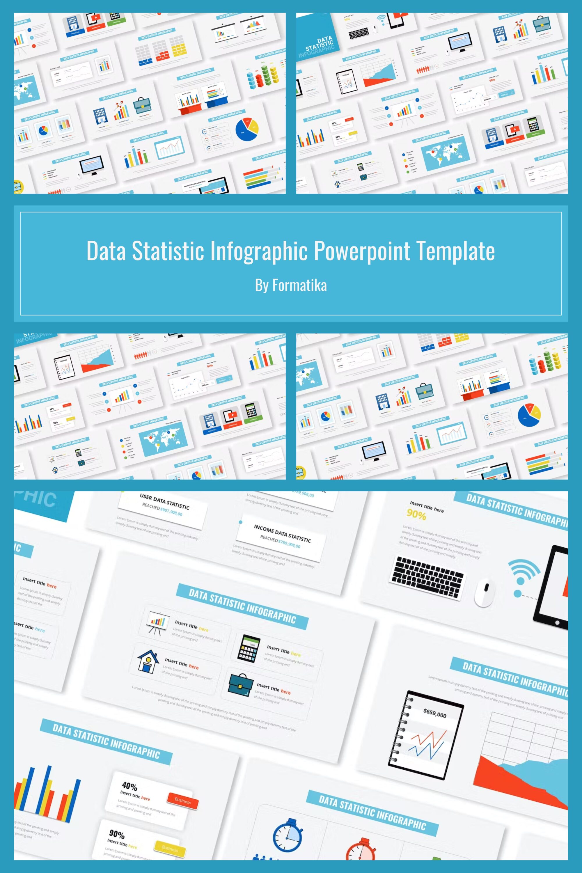 Data Statistic Infographic Powerpoint Template - pinterest image preview.