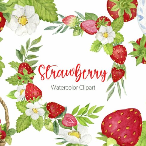 Strawberry Watercolor Clipart | Master Bundles