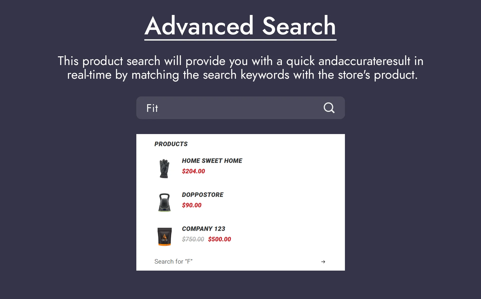 An example of a page in web version of an advanced search in white, red and black.