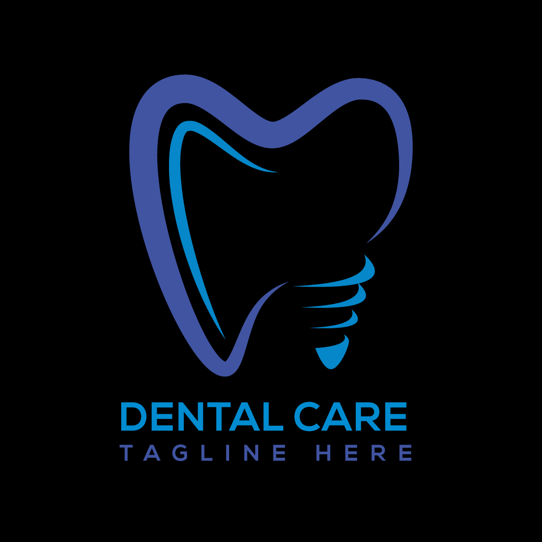 Image of an adorable tooth shaped logo on a black background.