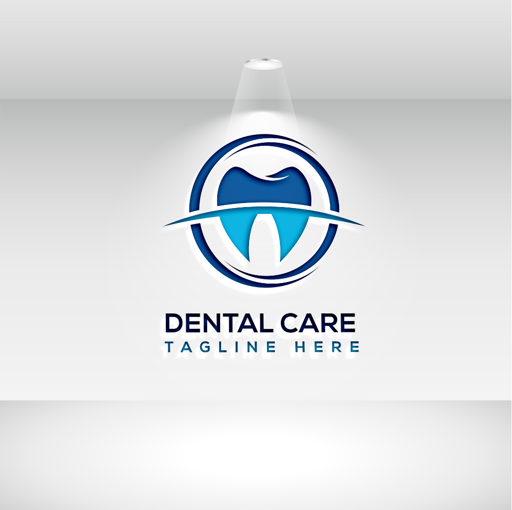 Image of an adorable tooth shaped logo isolated on white background.