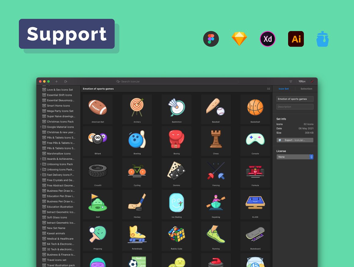 White lettering "Support" on a blue background and different icons on a dark gray page.