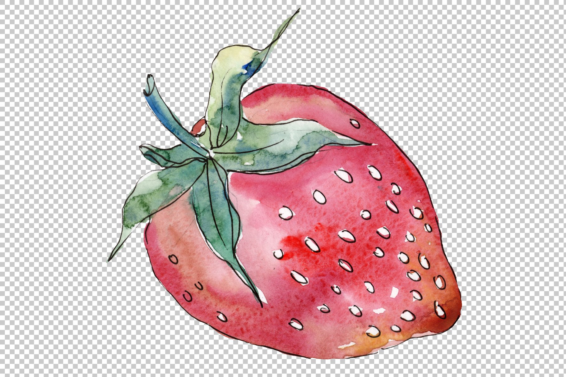 Cute watercolor strawberry for your composition.