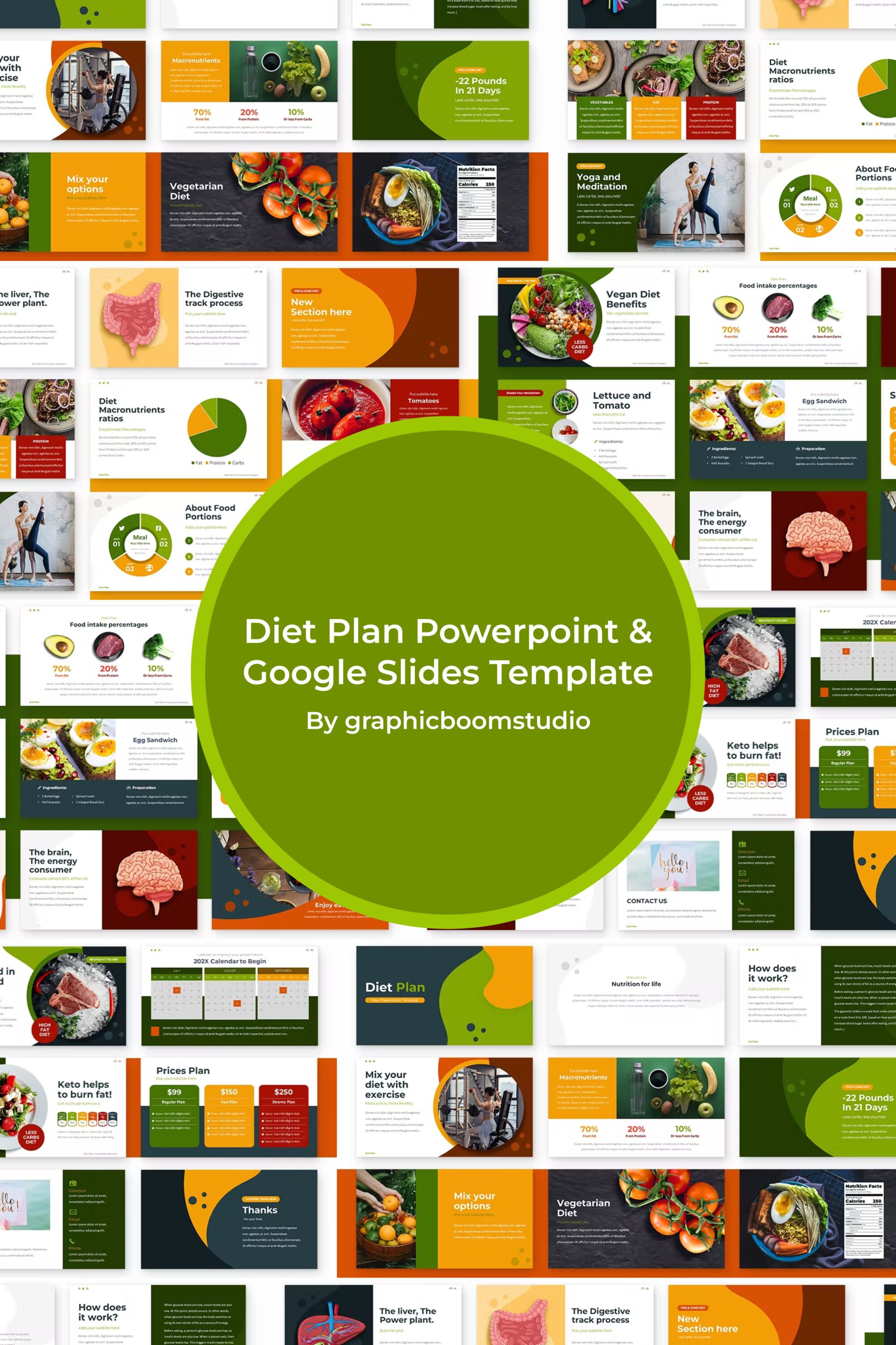 Diet Plan Powerpoint & Google Slides Template - pinterest image preview.
