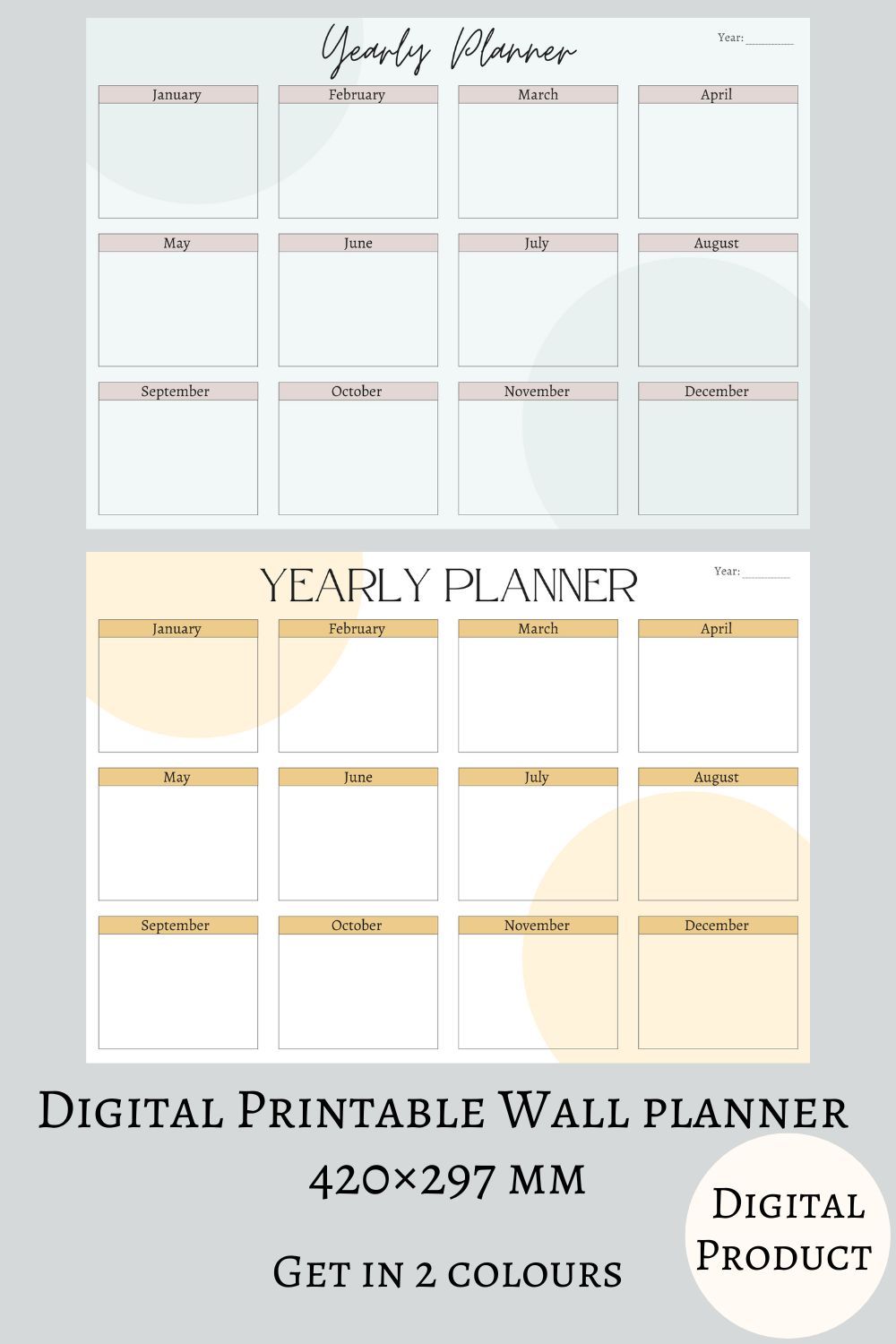 Digital Printable Wall Planner - pinterest image preview.