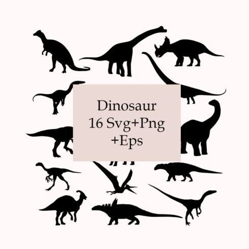 Set of dinosaur silhouettes with a white background.