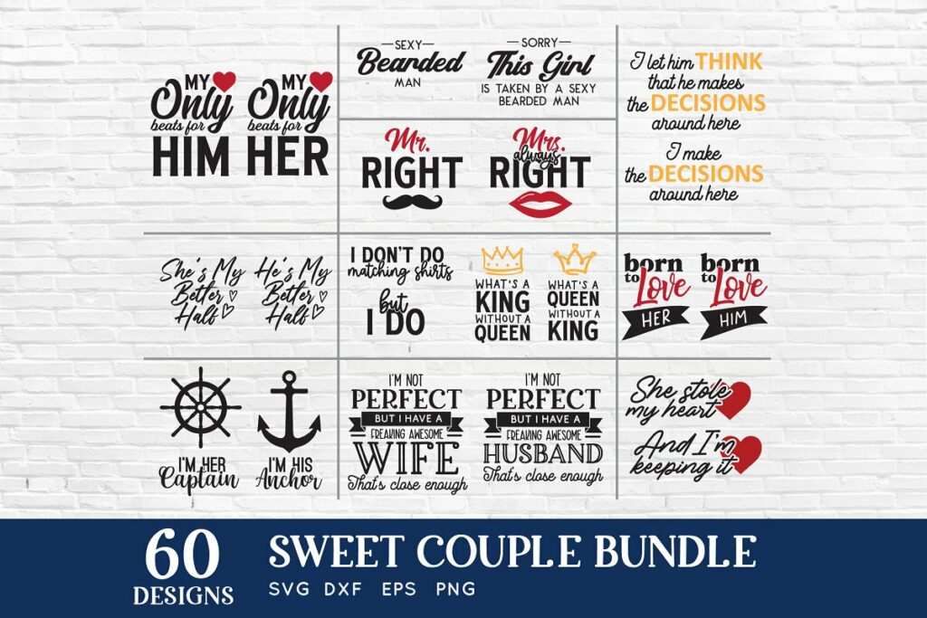 Couple Matching Shirts Svg Bundle Masterbundles