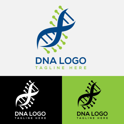 Set of images of irresistible logos in the form of DNA shape.