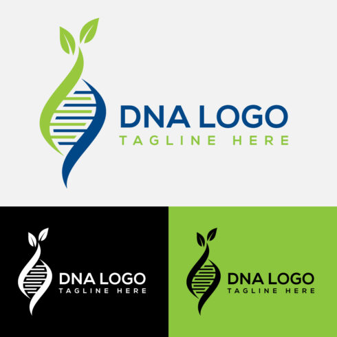 Set of images of elegant logos in the form of DNA shape.