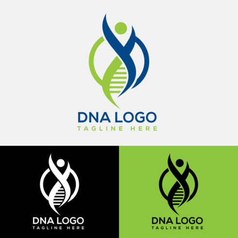 A selection of images of beautiful logos in the form of a DNA shape.