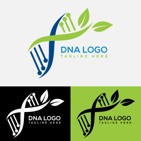 Collection of images of beautiful logos in the form of DNA shape.