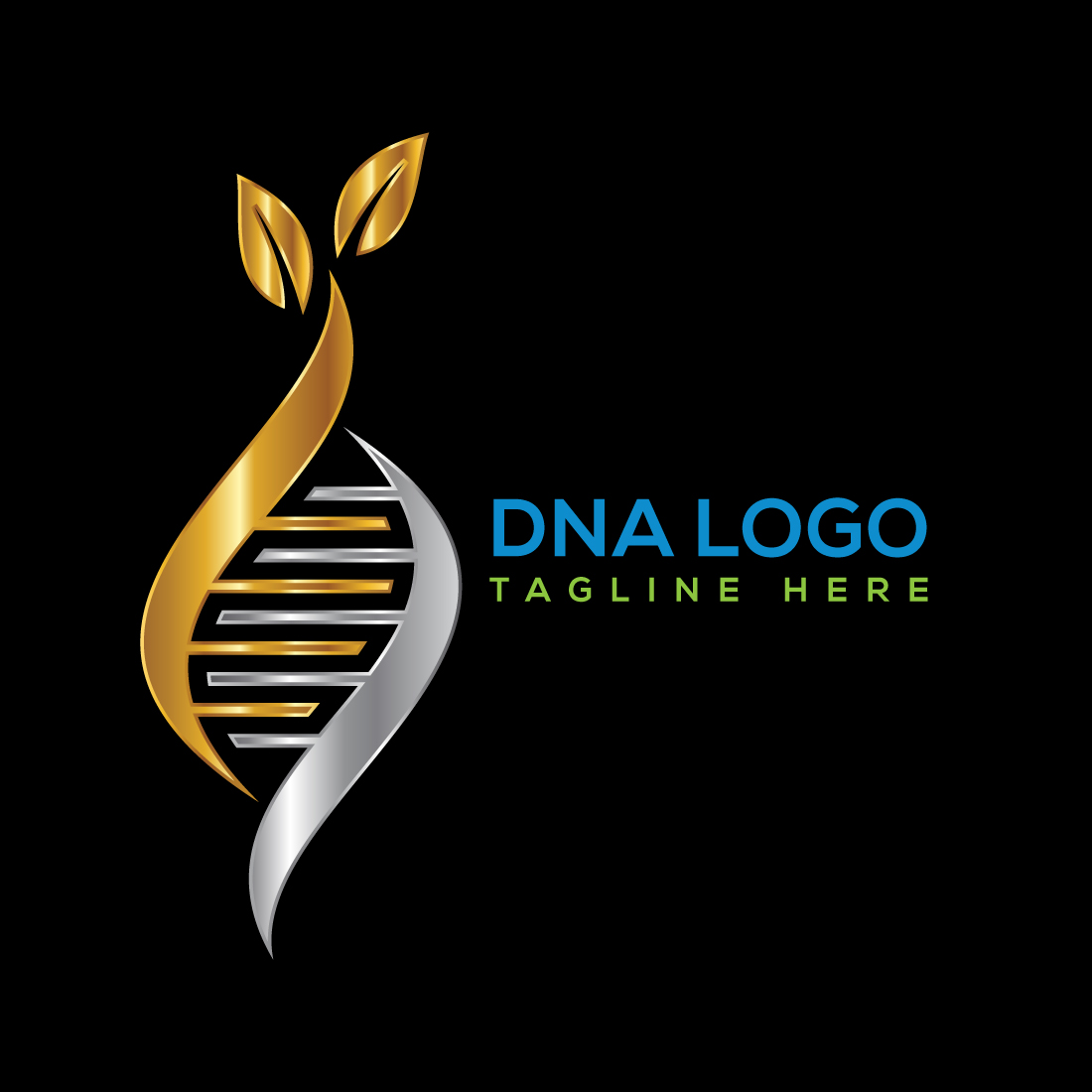 An image of a gorgeous logo in the form of DNA on a black background.