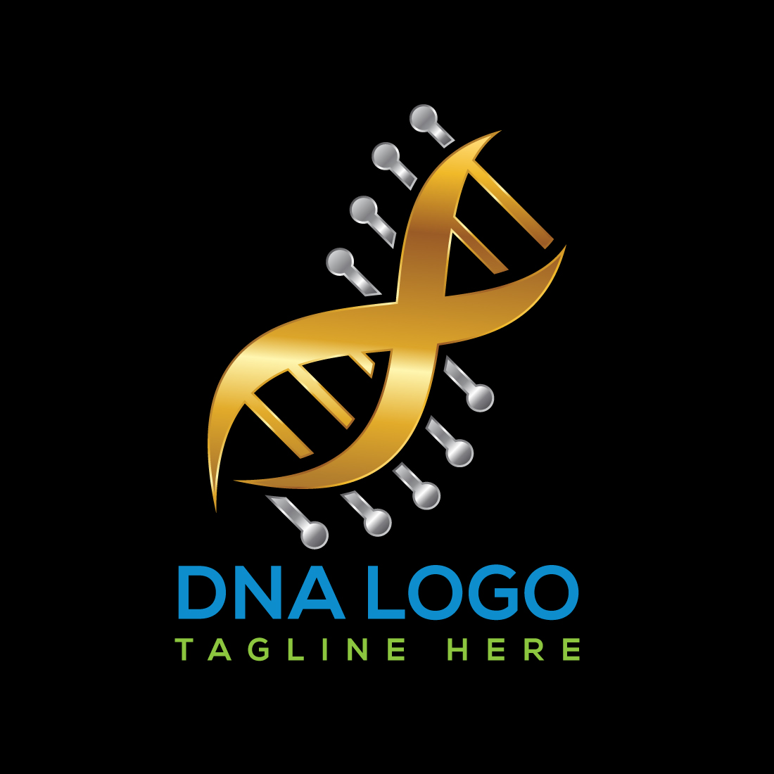 An image of an enchanting logo in the form of DNA on a black background.