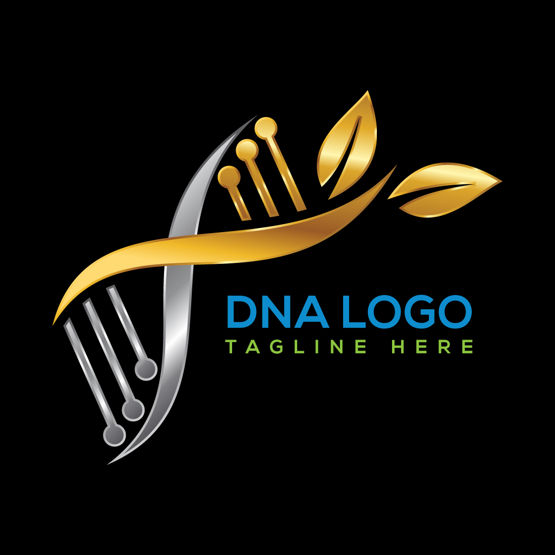 Image of a colorful logo in the form of DNA on a black background.