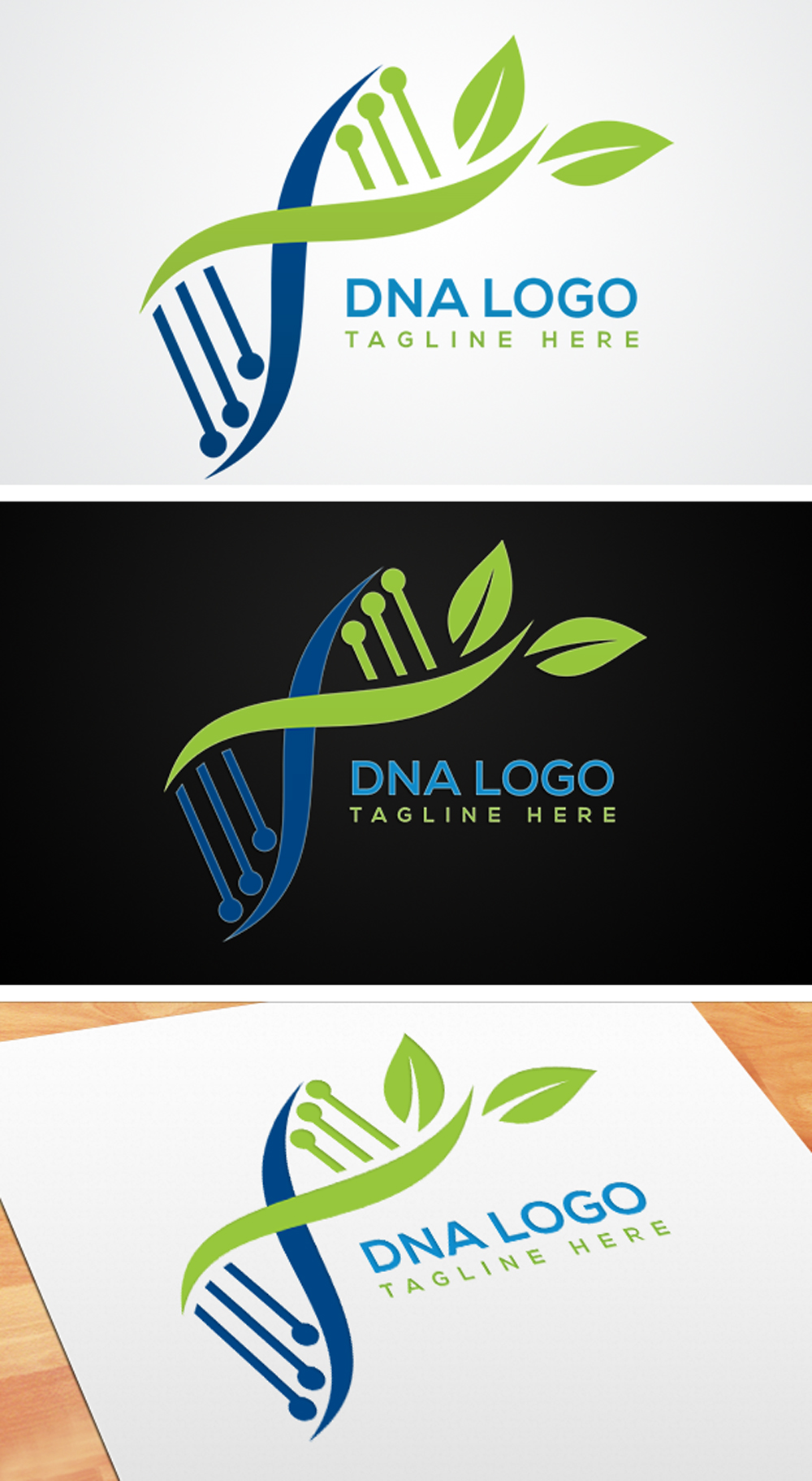 A selection of images of wonderful logos in the form of a form of DNA.