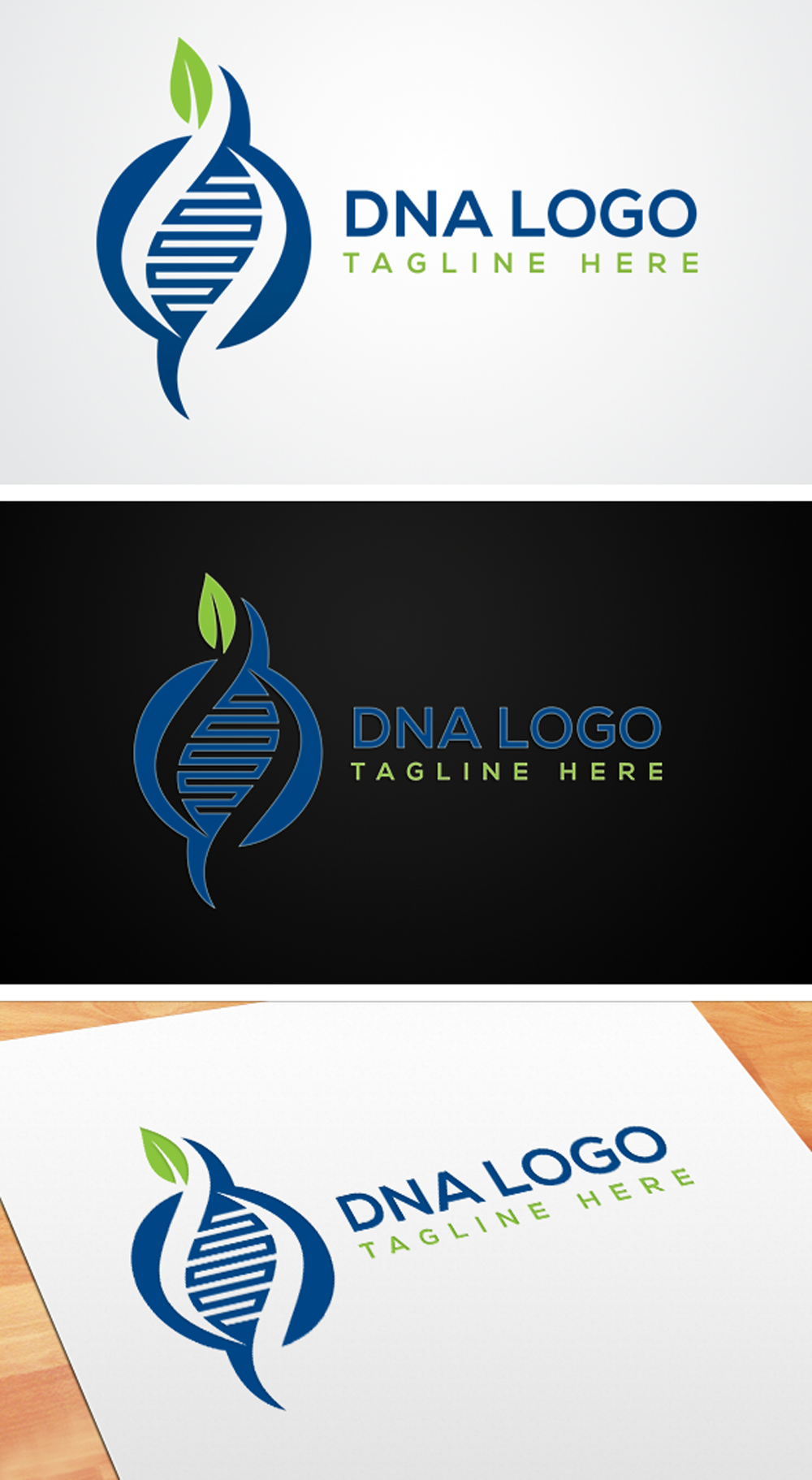 A pack of images of amazing logos in the form of a DNA shape.