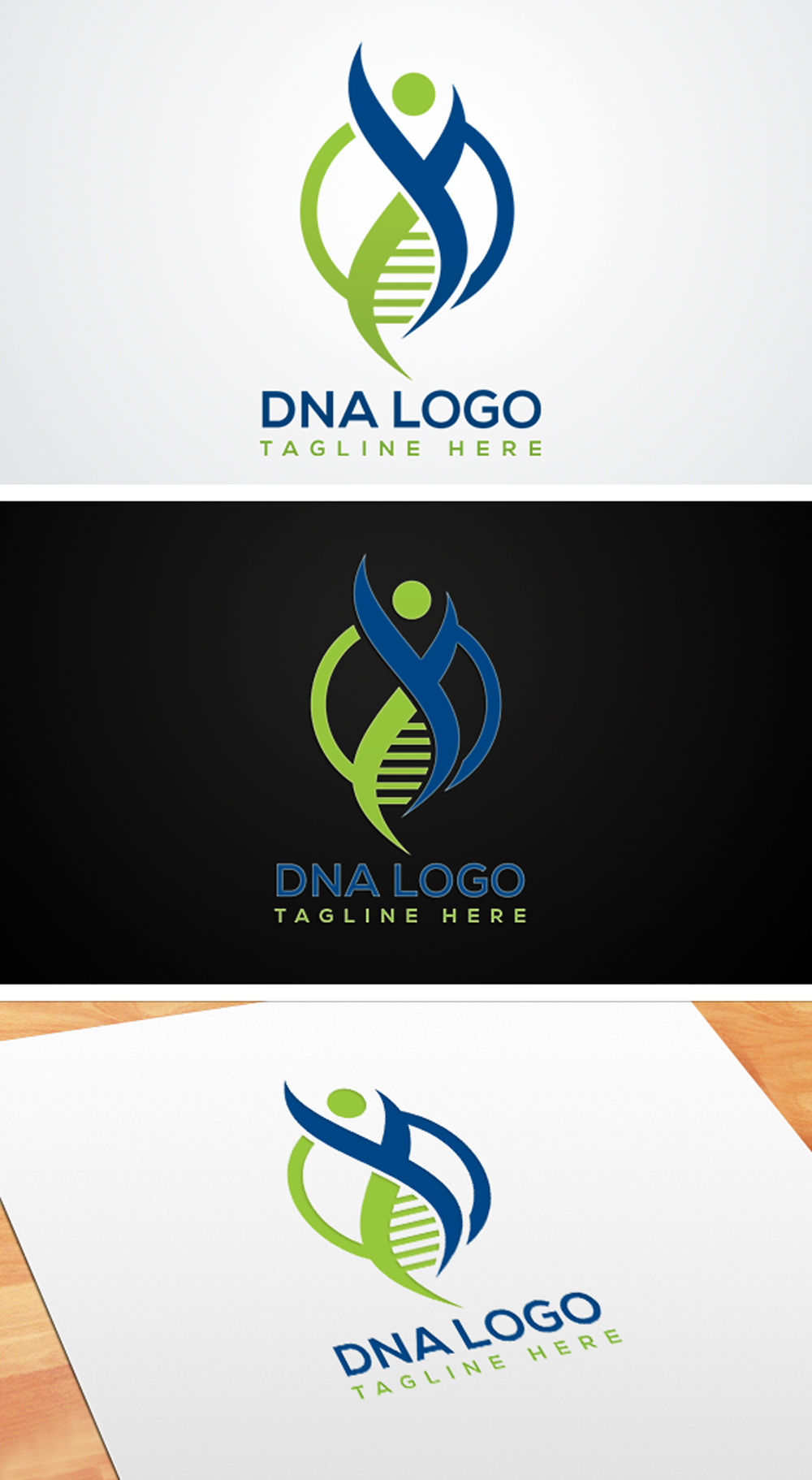A pack of images of wonderful logos in the form of a DNA shape.