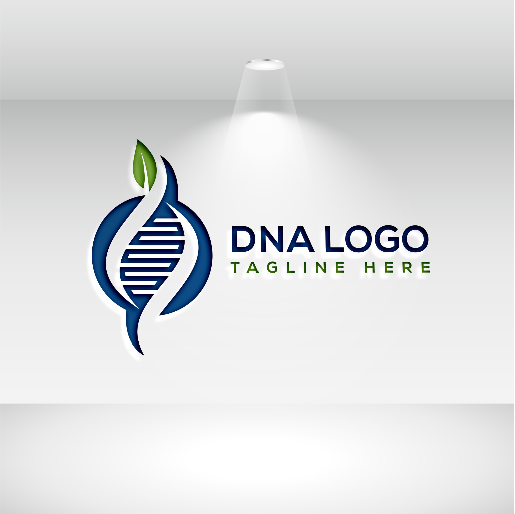 An image of a unique logo in the form of DNA on a white background.