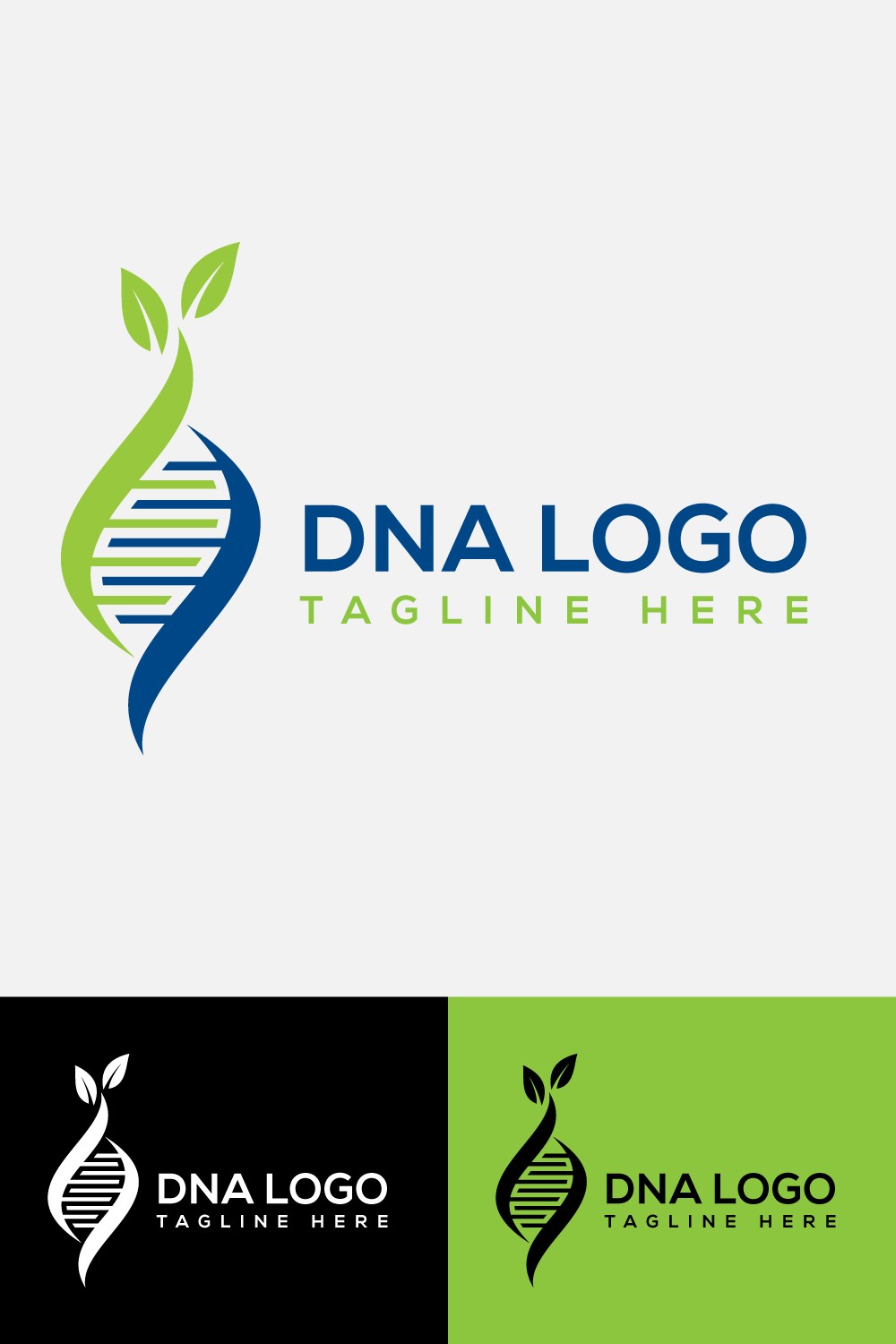 A selection of images of beautiful logos in the form of a DNA shape.