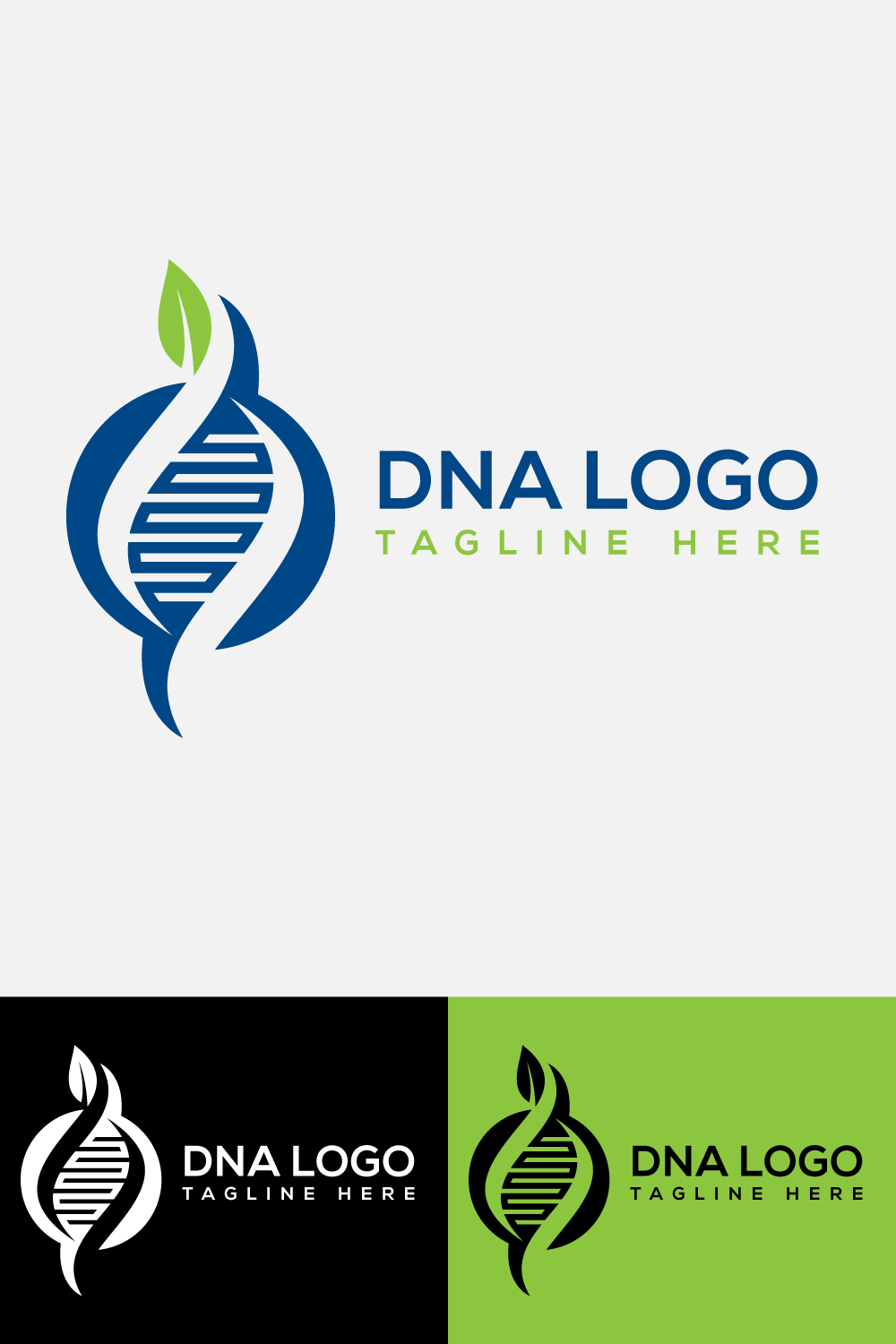 Set of images of elegant logos in the form of DNA shape.