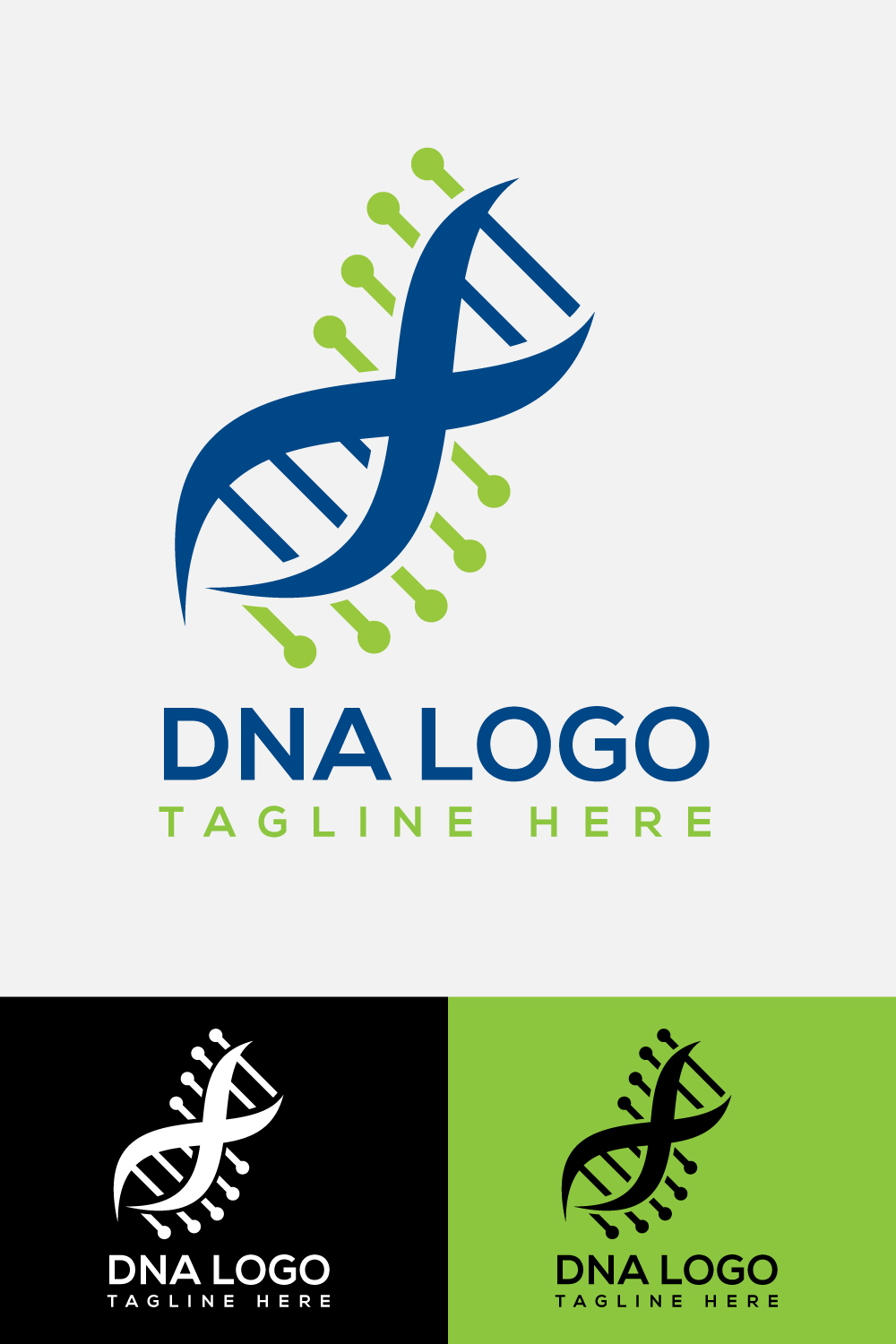 A selection of images of unique logos in the form of a form of DNA.