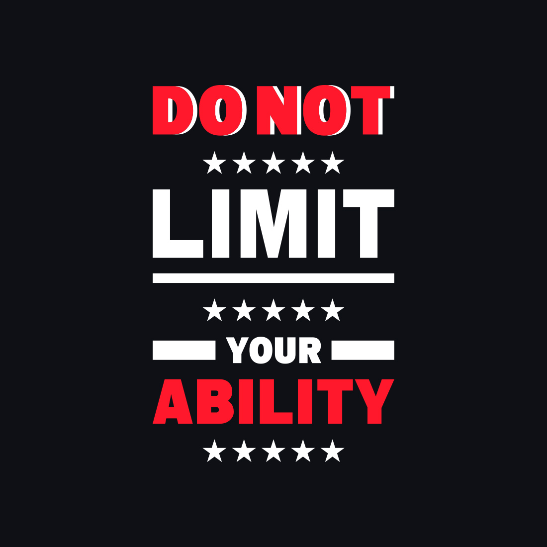 Image with irresistible "do not limit your ability" caption in red and white colors.