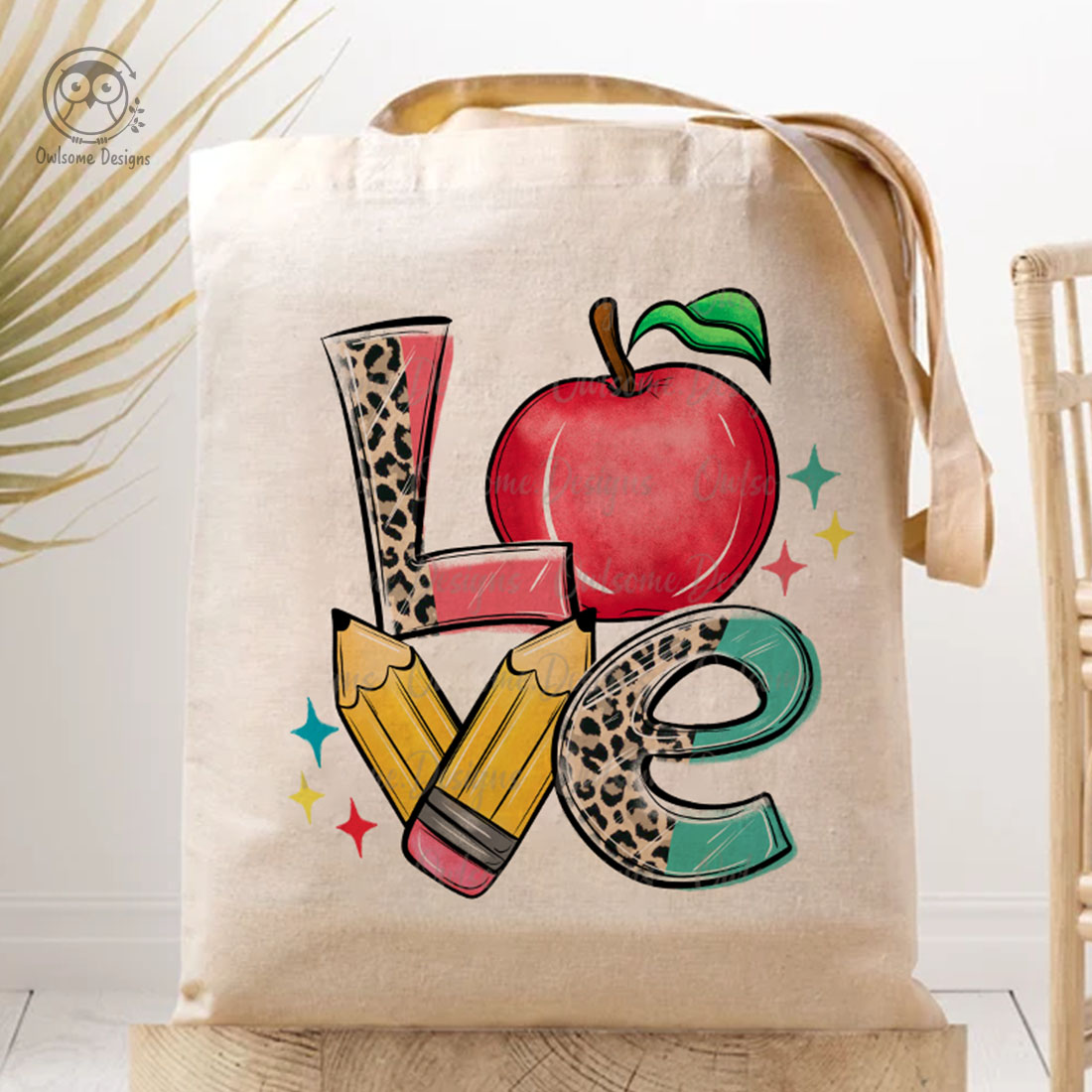 Image of a bag with a colorful inscription Love.