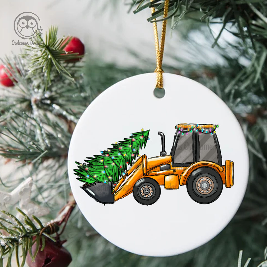 Christmas Tree On Backhoe Loader - Christmas toy preview.