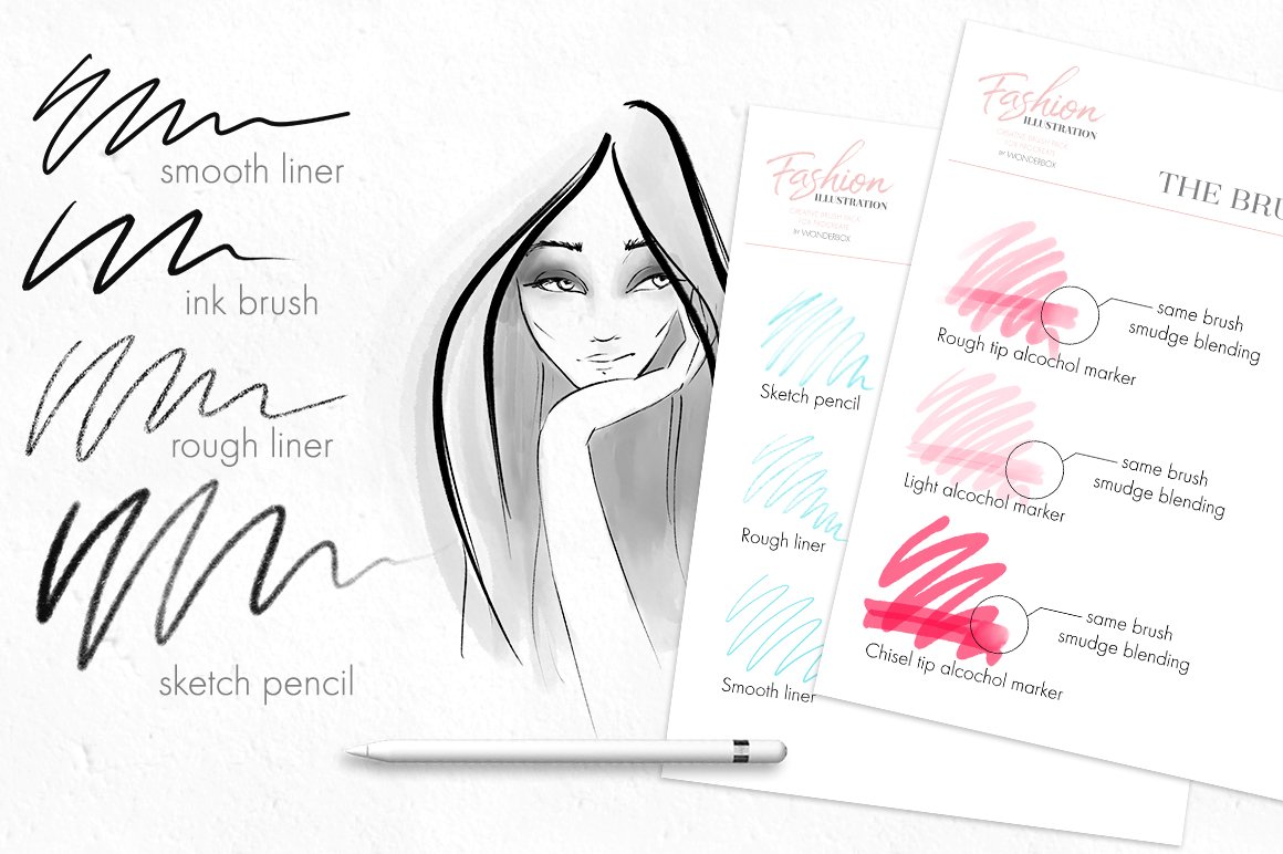 Cool black and pink brushes lines.