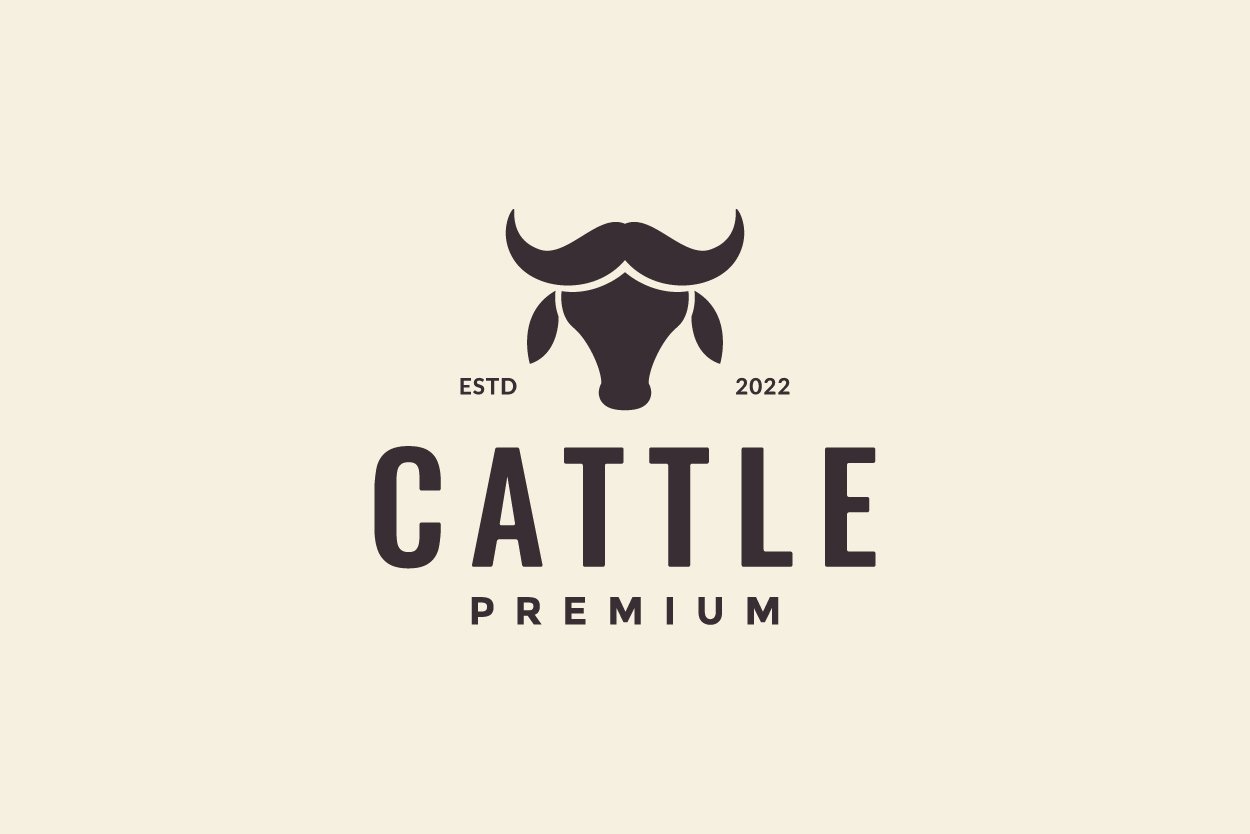 Cool vintage brown cow face for your logo.