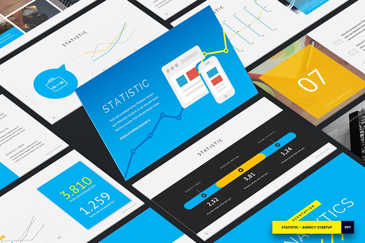 Cover image of Statistic Creative Agency PowerPoint Template.