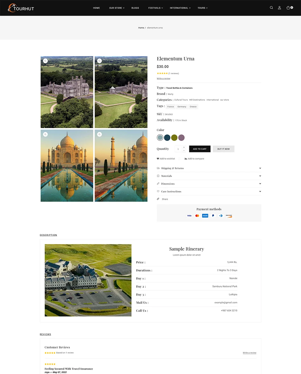 An example of tour description for web version travel, tours, and tourism agency shopify.