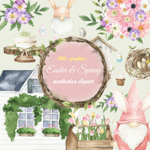 EASTER and SPRING aesthetics clipart.