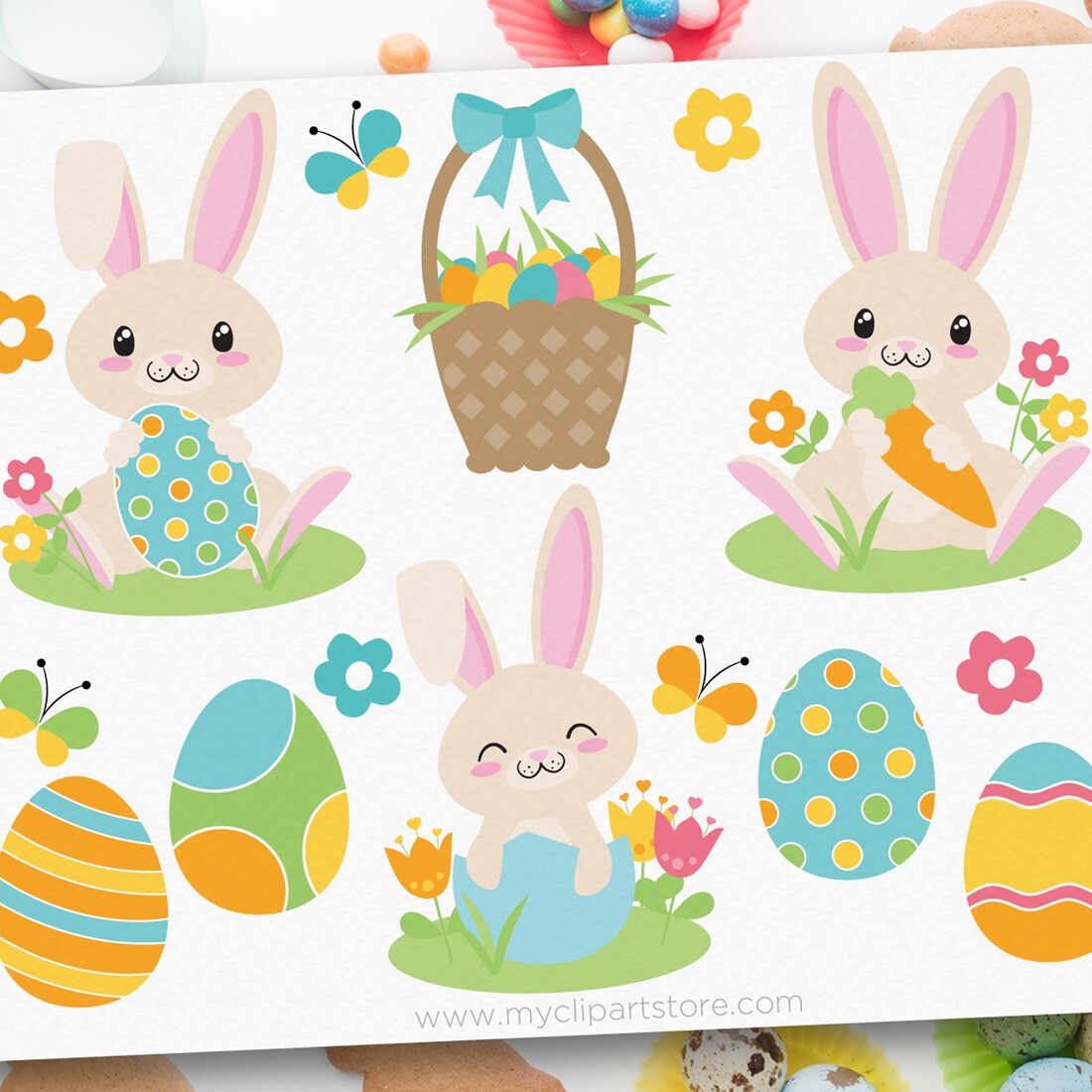 Easter Bunny Vector SVG Clipart cover image.