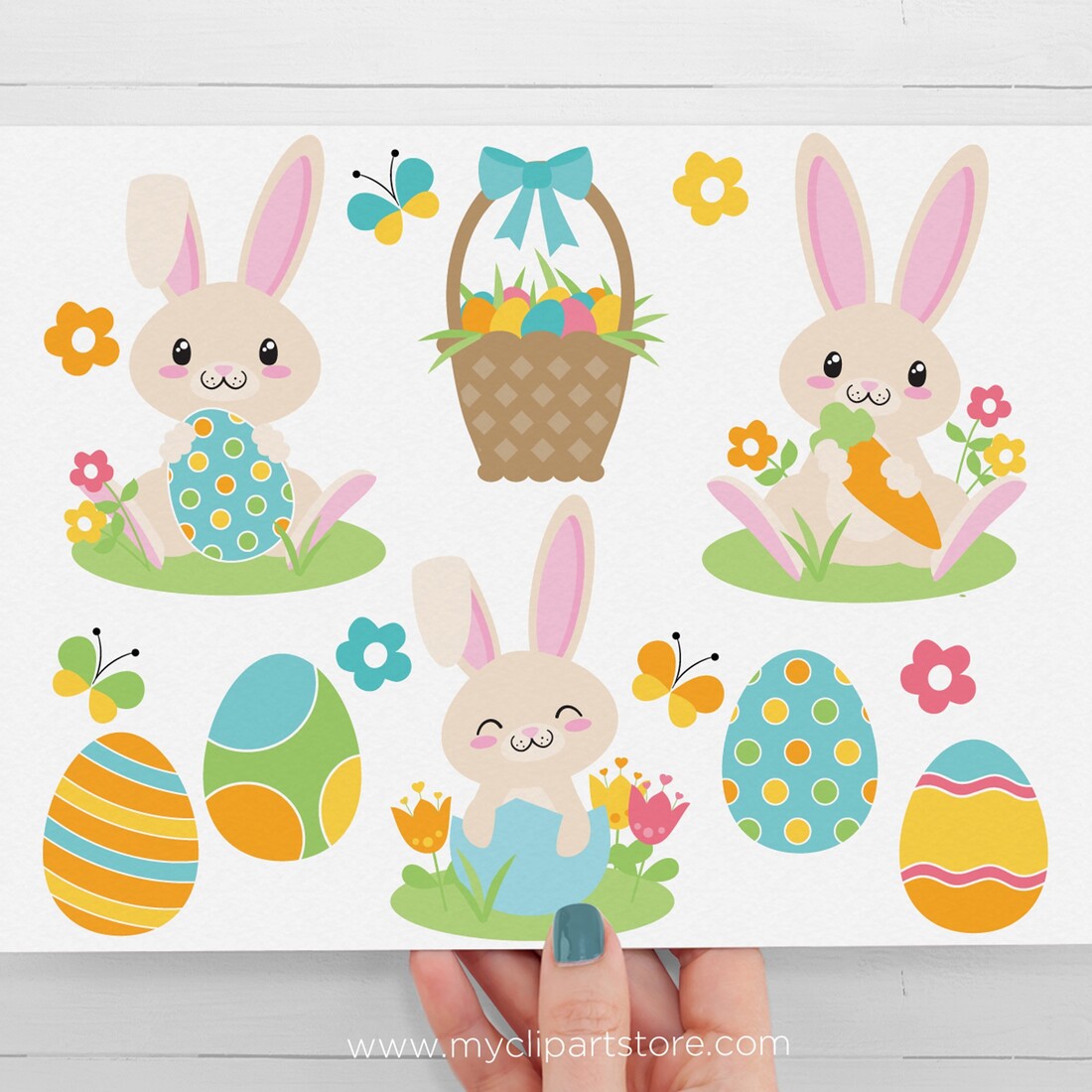Easter Bunny Vector SVG Clipart main cover image.