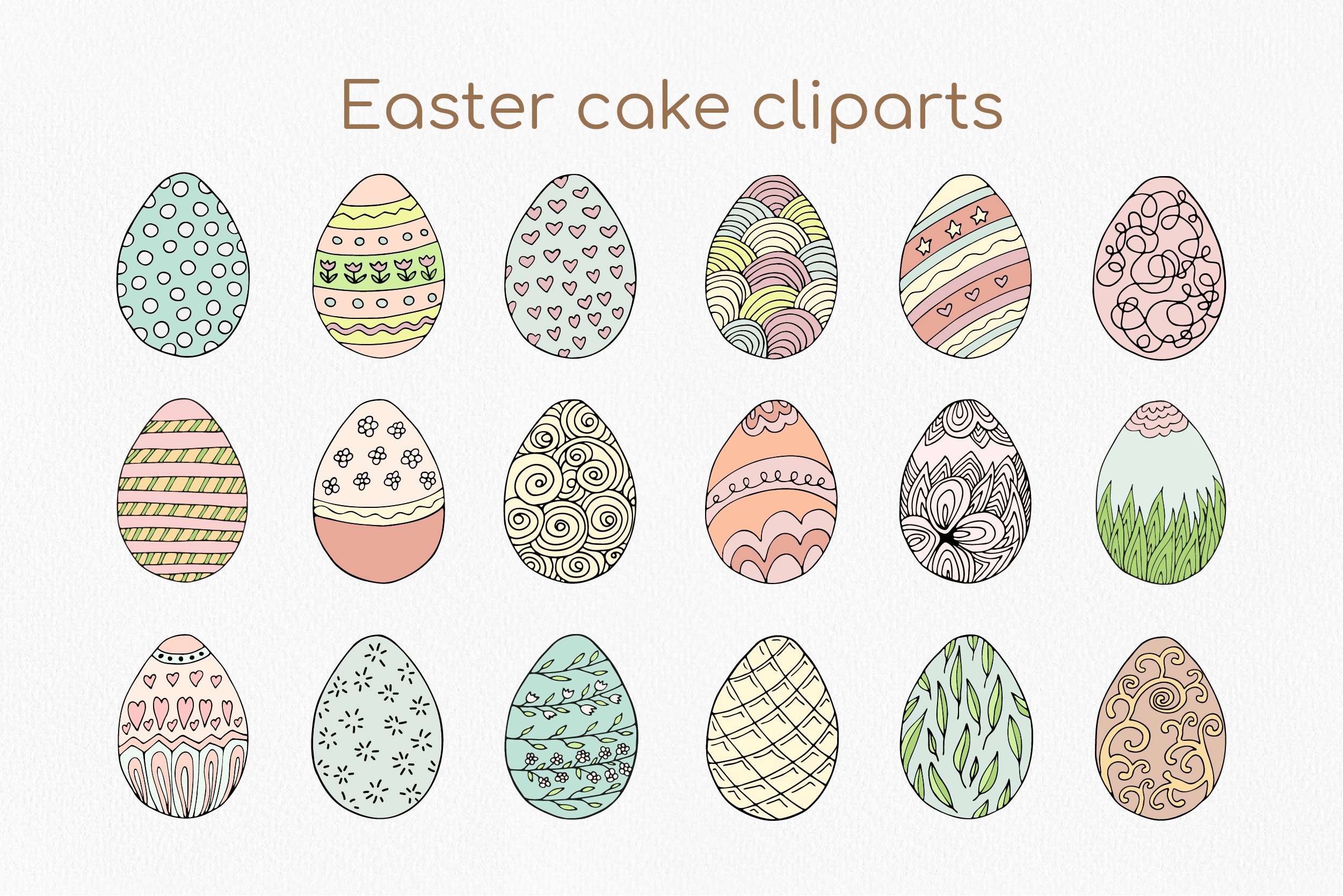 Diverse of the pastel Easter cakes.