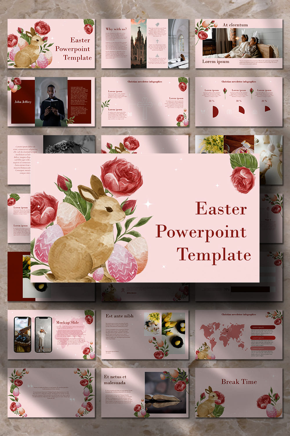 Easter Powerpoint Template - pinterest image preview.