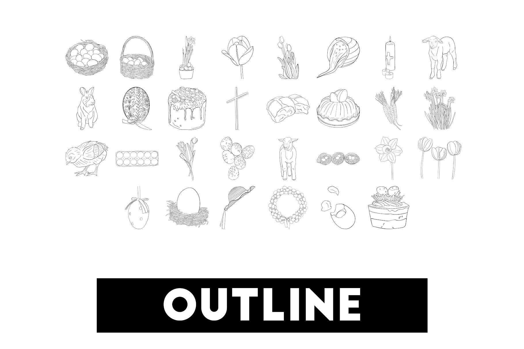 Outline easter collection.