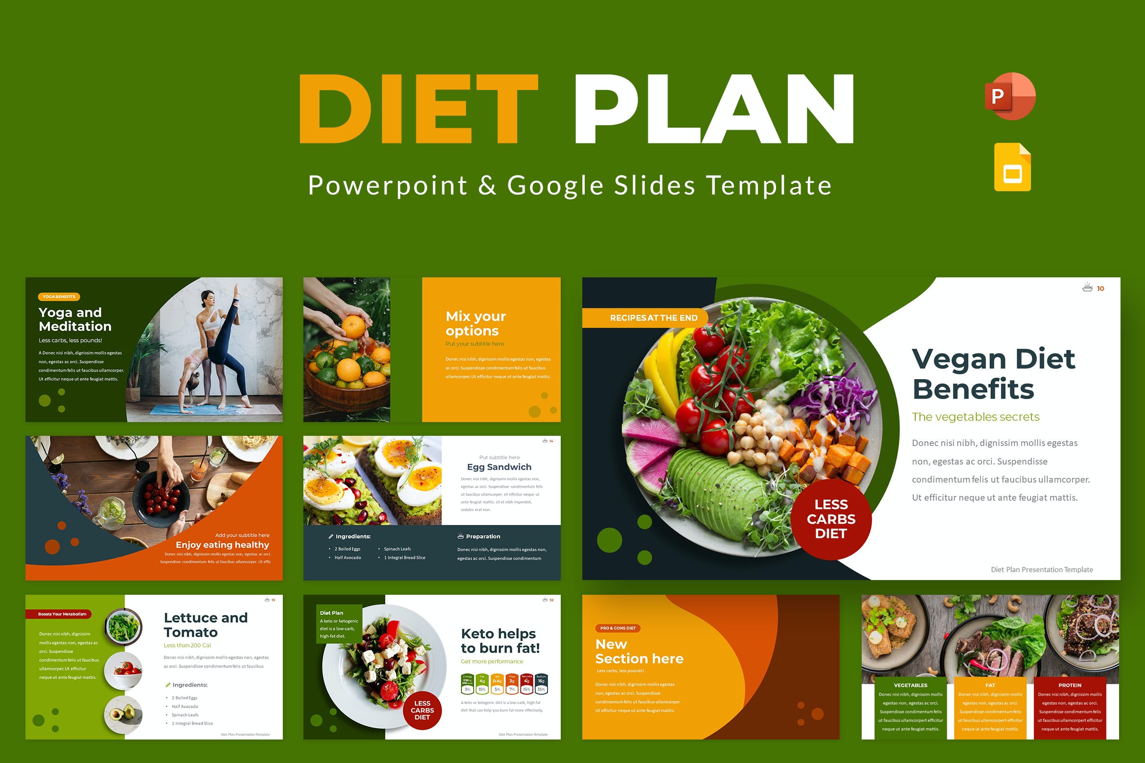 Cover image of Diet Plan Powerpoint & Google Slides Template.