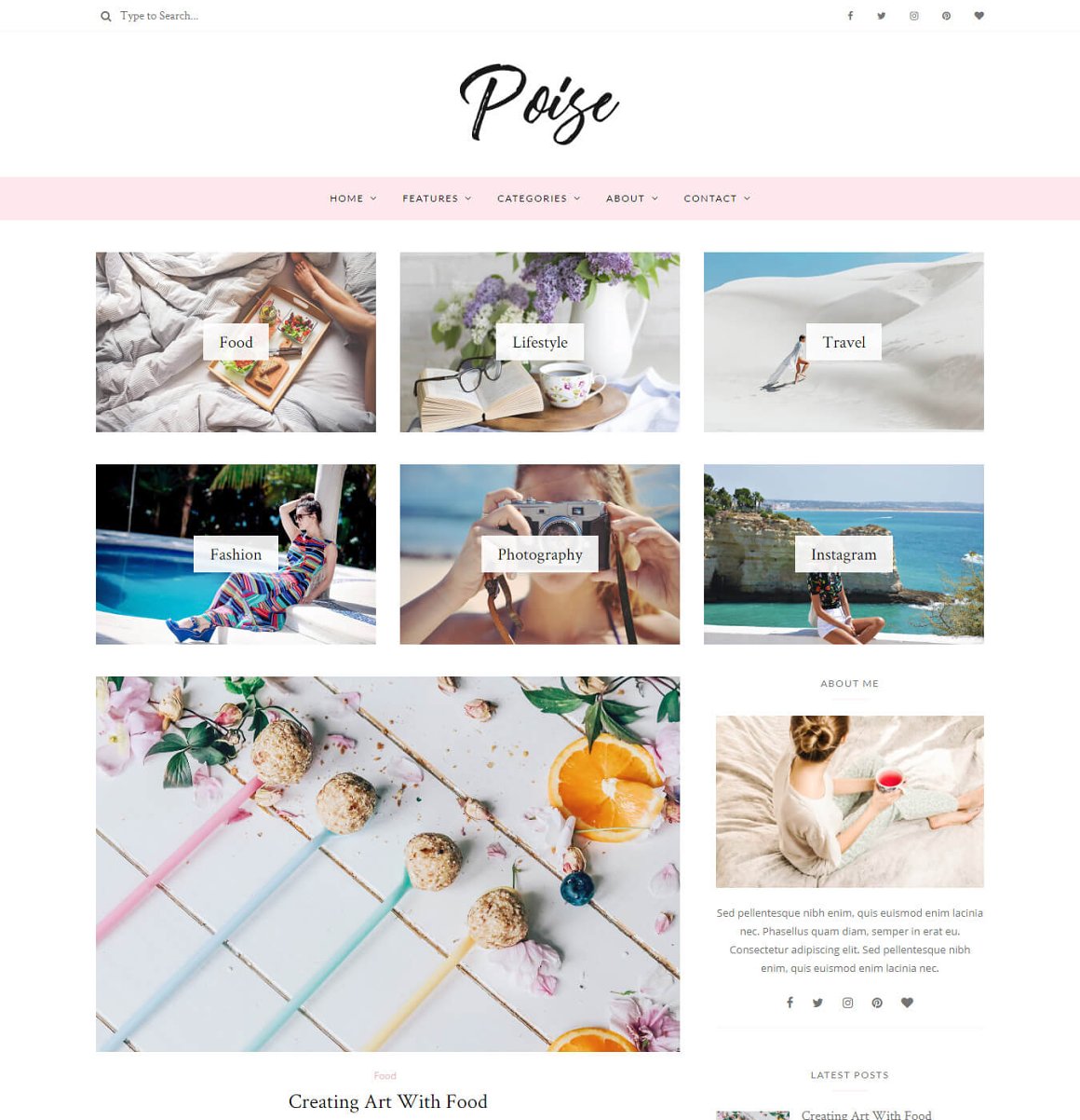 Cool template with different banners of poise WordPress blog theme.