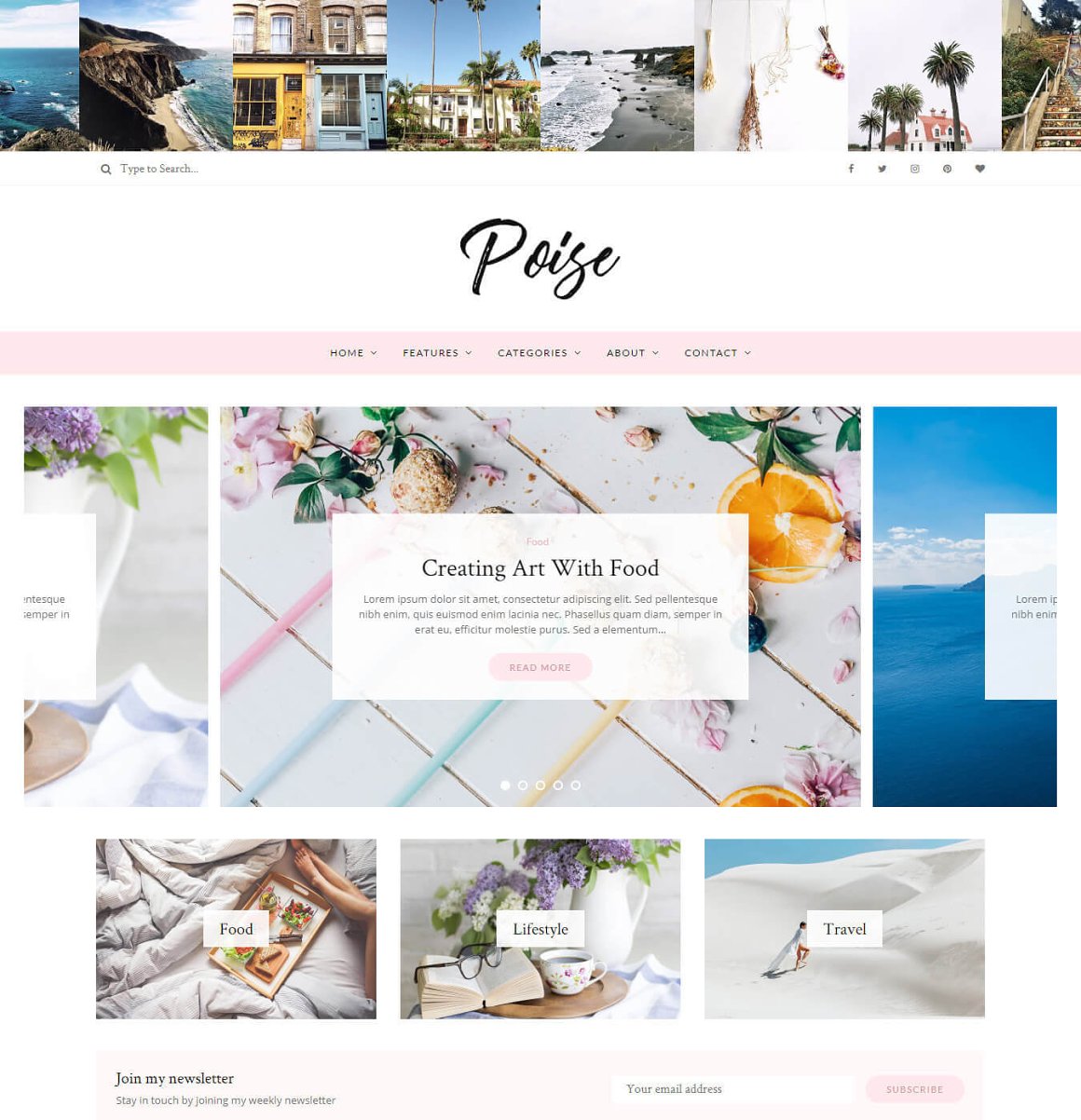 Light blog template with photo gallery.