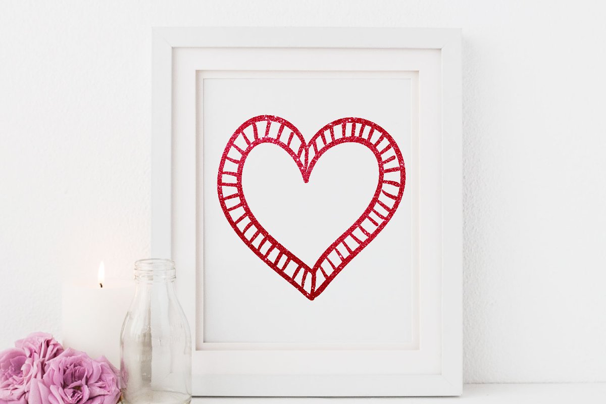 Red Glitter Heart Clip Art - frame preview.