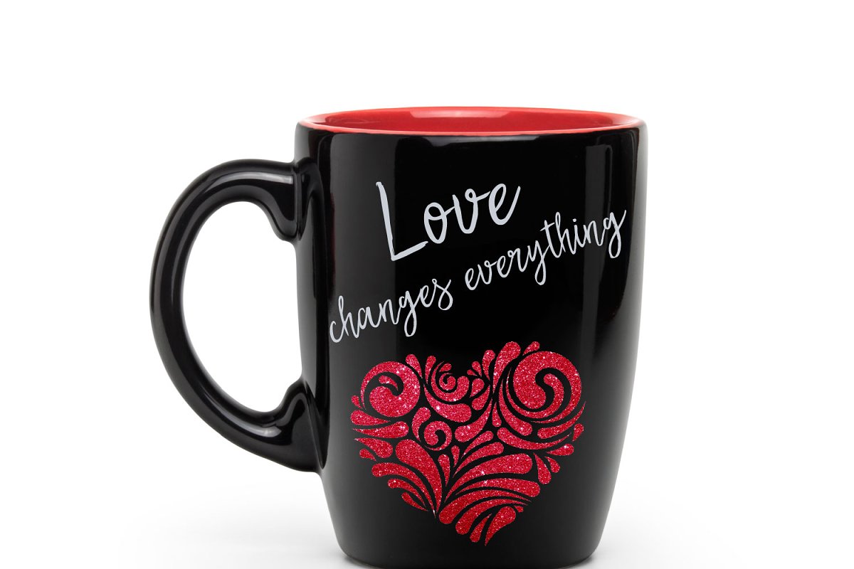 Red Glitter Heart Clip Art - cup design.