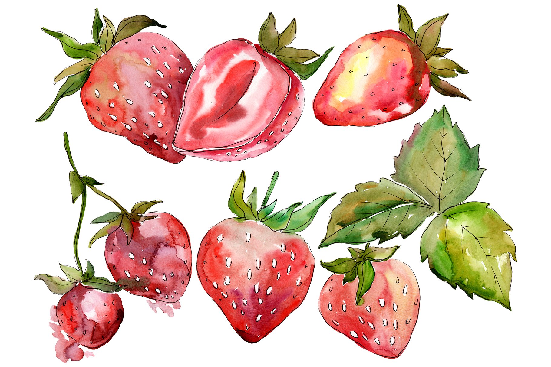 Watercolor strawberries for your collection.
