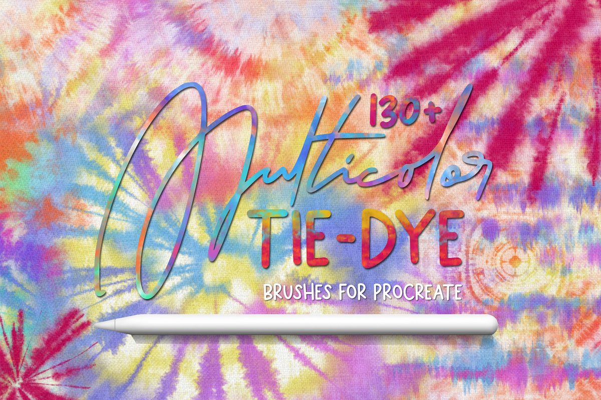 Cover image of Procreate Multicolor Tie Dye Brushes.