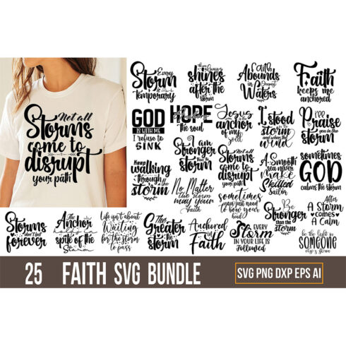 T-shirt Faith SVG Design Bundle cover image.