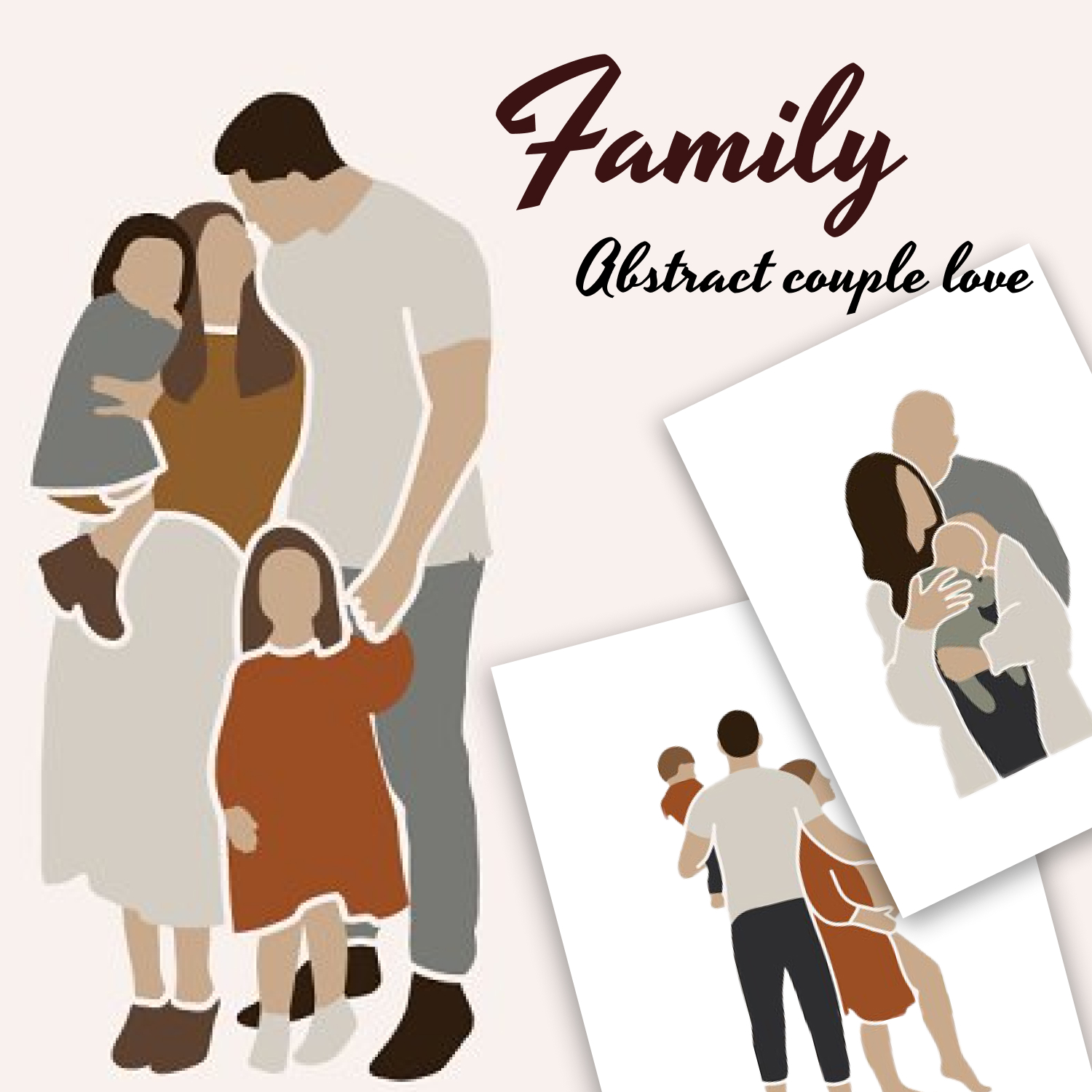 Family clipart Abstract couple love.