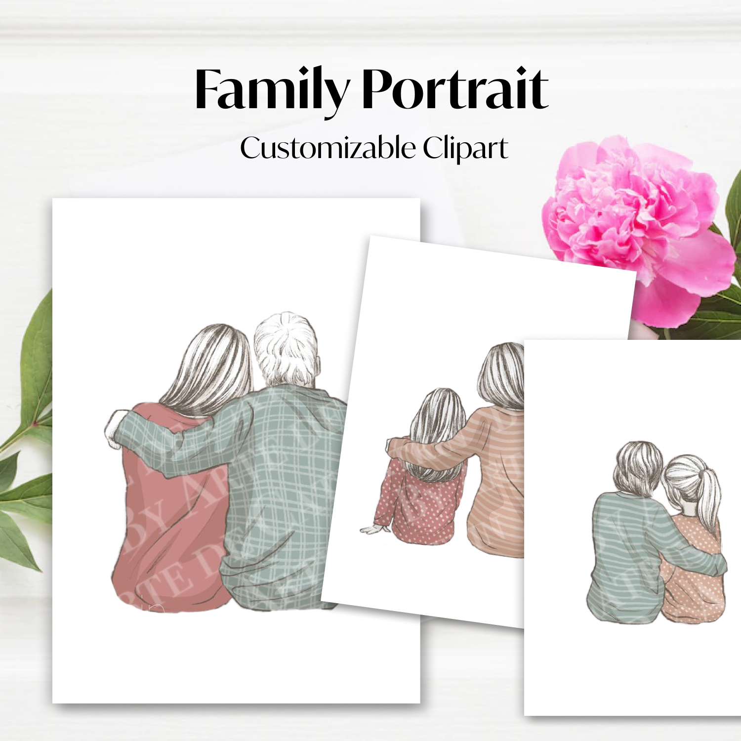 Family Portrait Clipart Customizable.